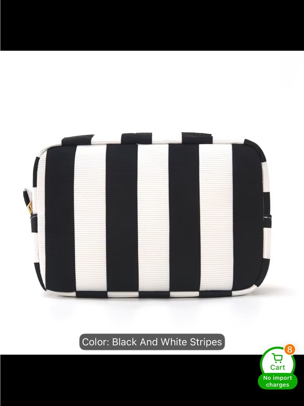 Striped Black and White Cosmetic Pouch